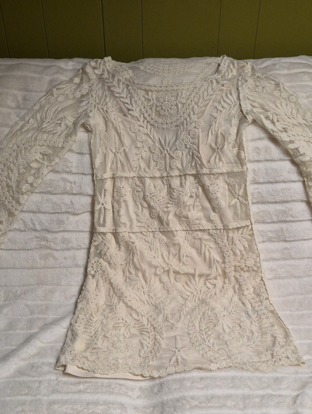 Express Cream Embroidered Lace Tunic